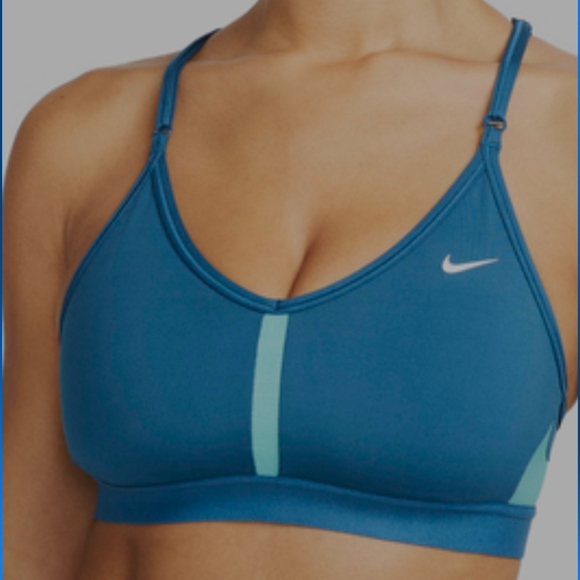 Nike Women's Teal and Aqua Indy Dri-Fit V-Neck Light support Sports Bra 3X - Picture 1 of 9